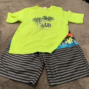 Boys Swim Trunks and Rash Guard Set